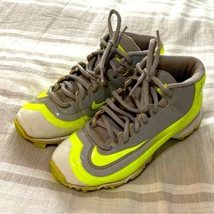 Nike Huarache Cleats Mid Hightop Shoes Youth sz 13/1 Yellow Baseball Softball